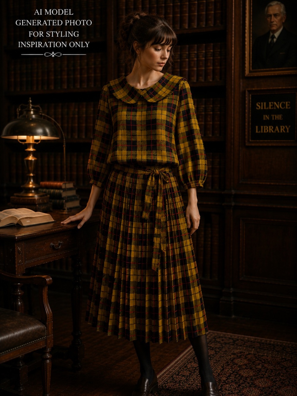 Vintage My Way Plaid Dress Dark Academia
